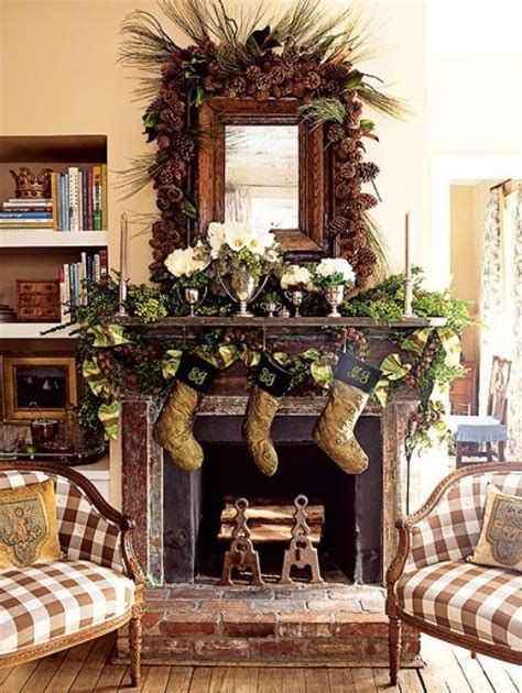 Marvelous Rustic Christmas Fireplace Mantel Decorating Ideas 38