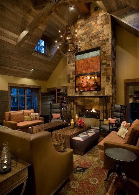 Warm Rustic Family Room Designs For The Winter 23