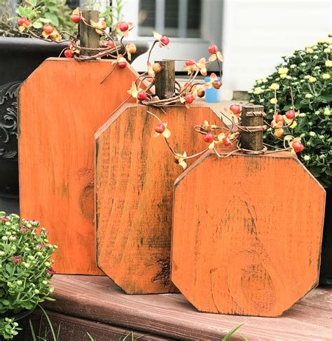 Beautiful Wooden Pumpkins For Yard 11