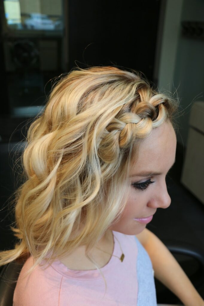 Beachy Waves Hairstyles with Braided Bun