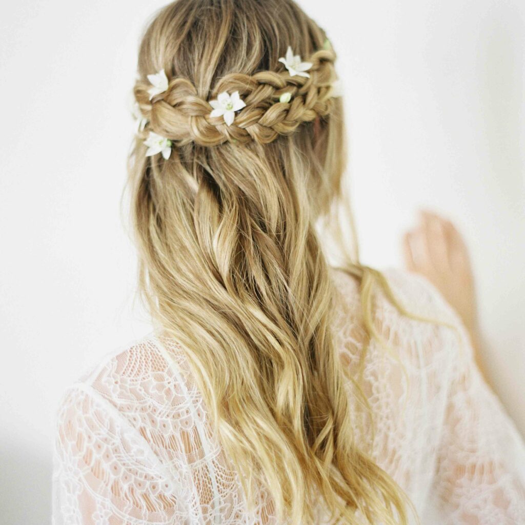 Braided Wedding Hairstyles for Long Hair with Flower