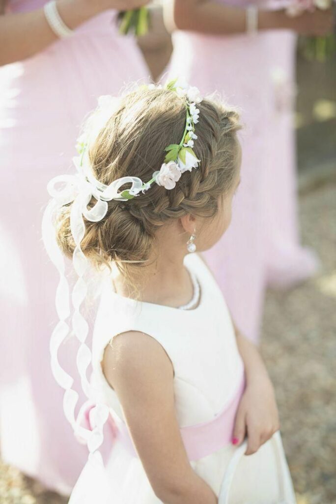 Elegant Braid Little Girl Hairstyles with Crown