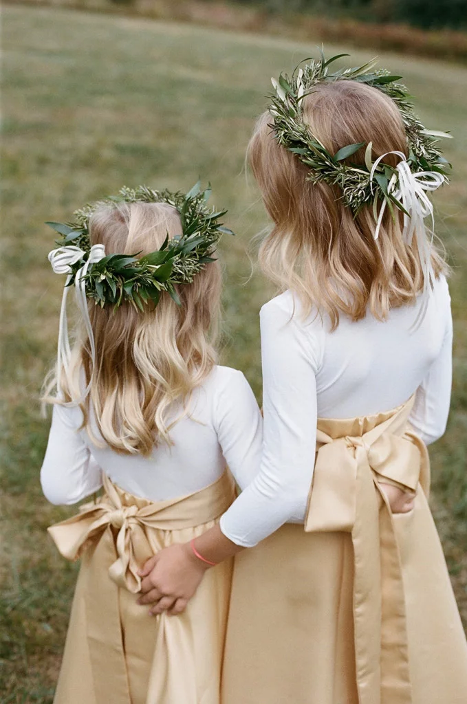 Fresh greenery little girl hairstyles with crown