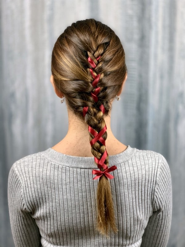 Simple Long Hair with Braid and Bow