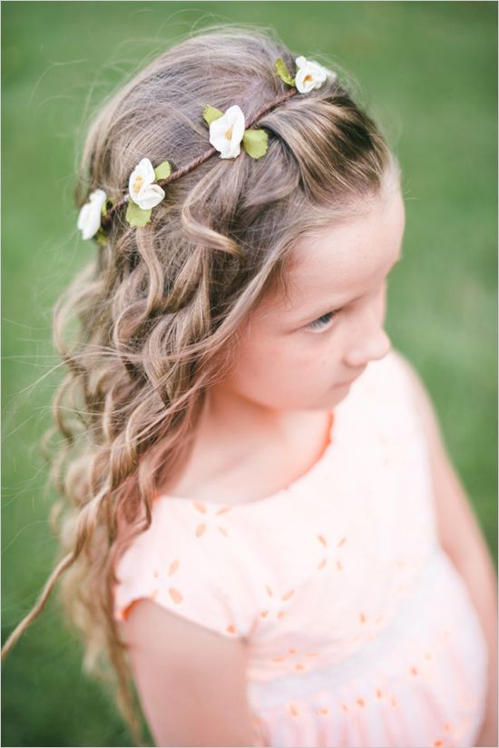 Vintage Little Girl Hairstyles with Flower Crown