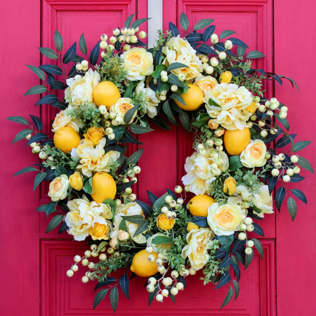 Lemon and Roses wreaths for front door