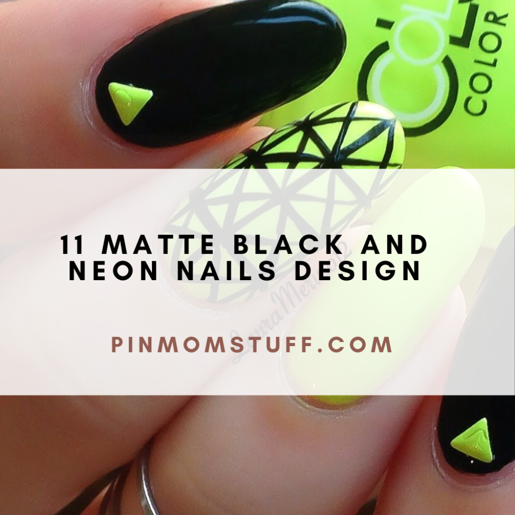 11 Matte Black And Neon Nails Design