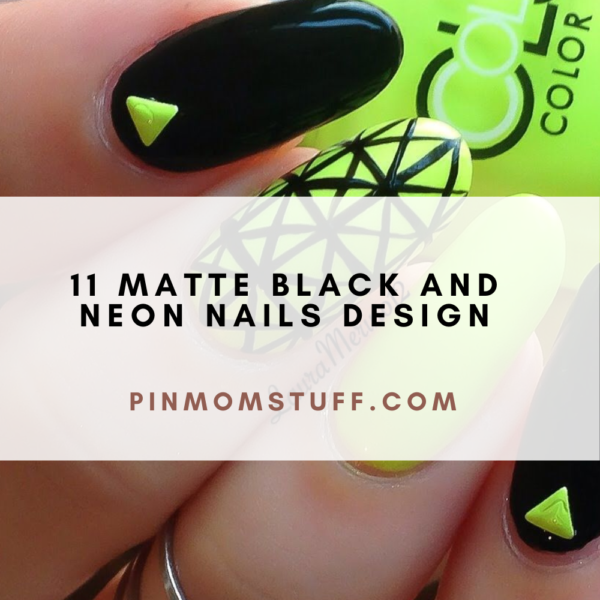 11 Matte Black And Neon Nails Design
