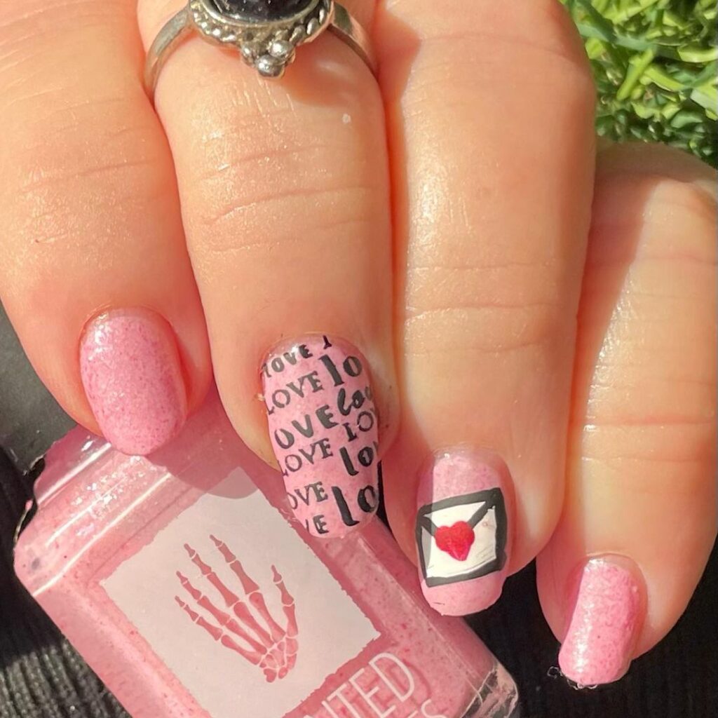 Easy Valentines Day Nail Art Love Letter Nails Art