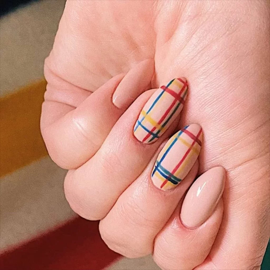 Colorful Plaid Nails